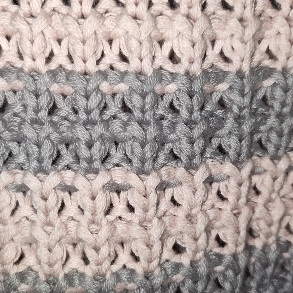 Free People Pink Grey Striped Waffle Knit Sweater Size Medium